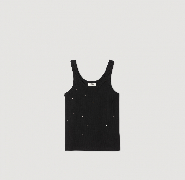 Жіноча чорна майка зі стразами