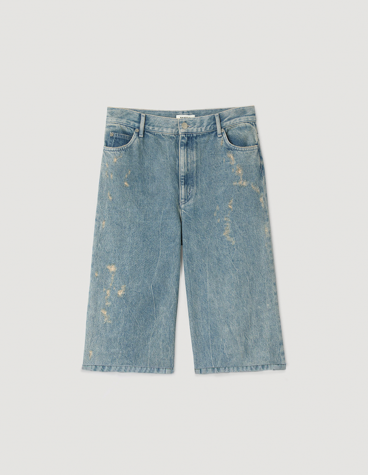 Жіночі шорти-бермуди з потертого деніму_7