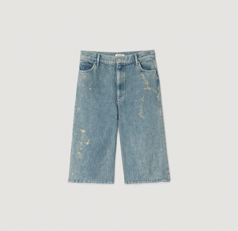 Жіночі шорти-бермуди з потертого деніму