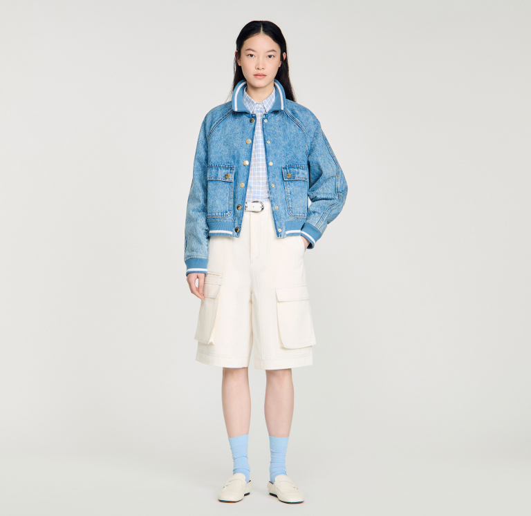 Женская джинсовая куртка со вставками