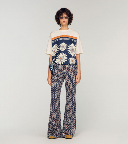 Женские свободные брюки с цветочным принтом