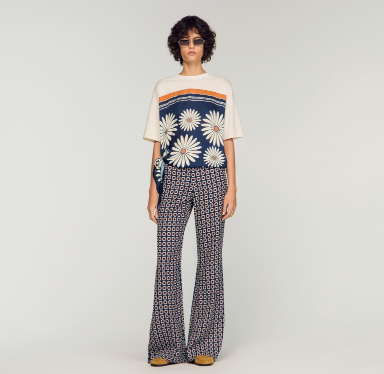 Женские свободные брюки с цветочным принтом