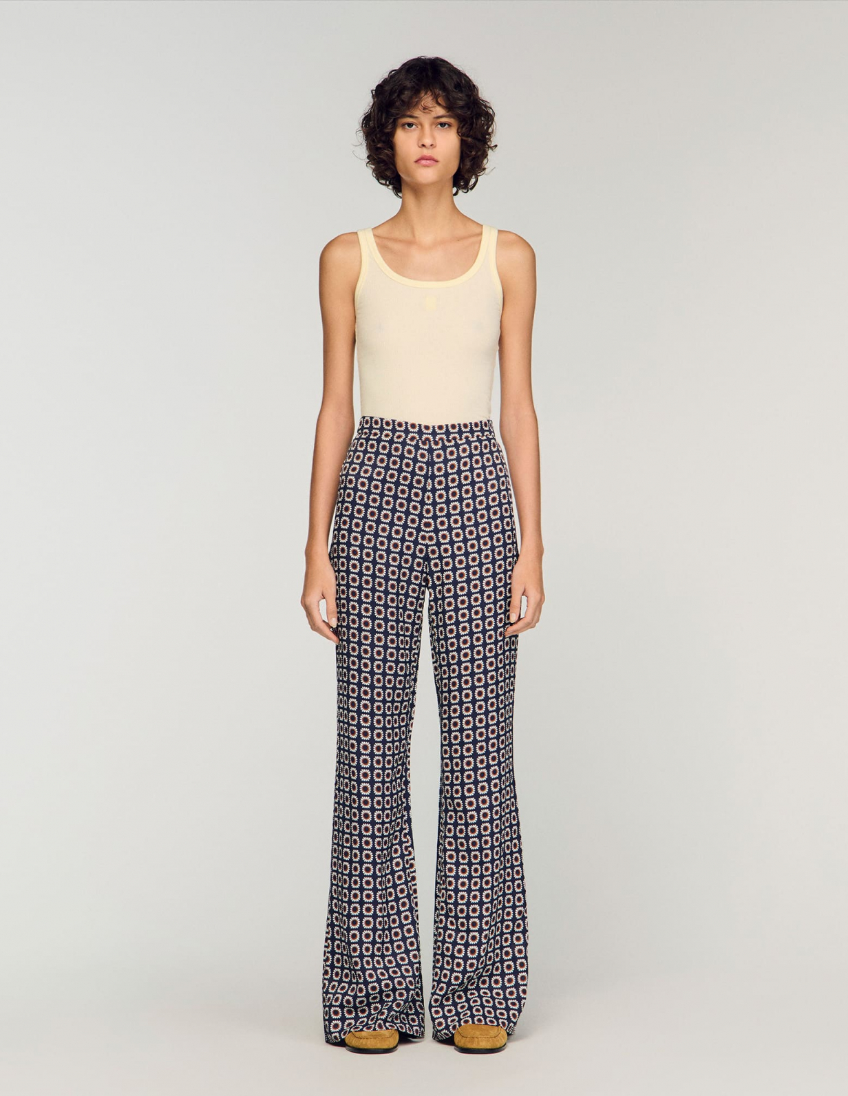 Женские свободные брюки с цветочным принтом_2