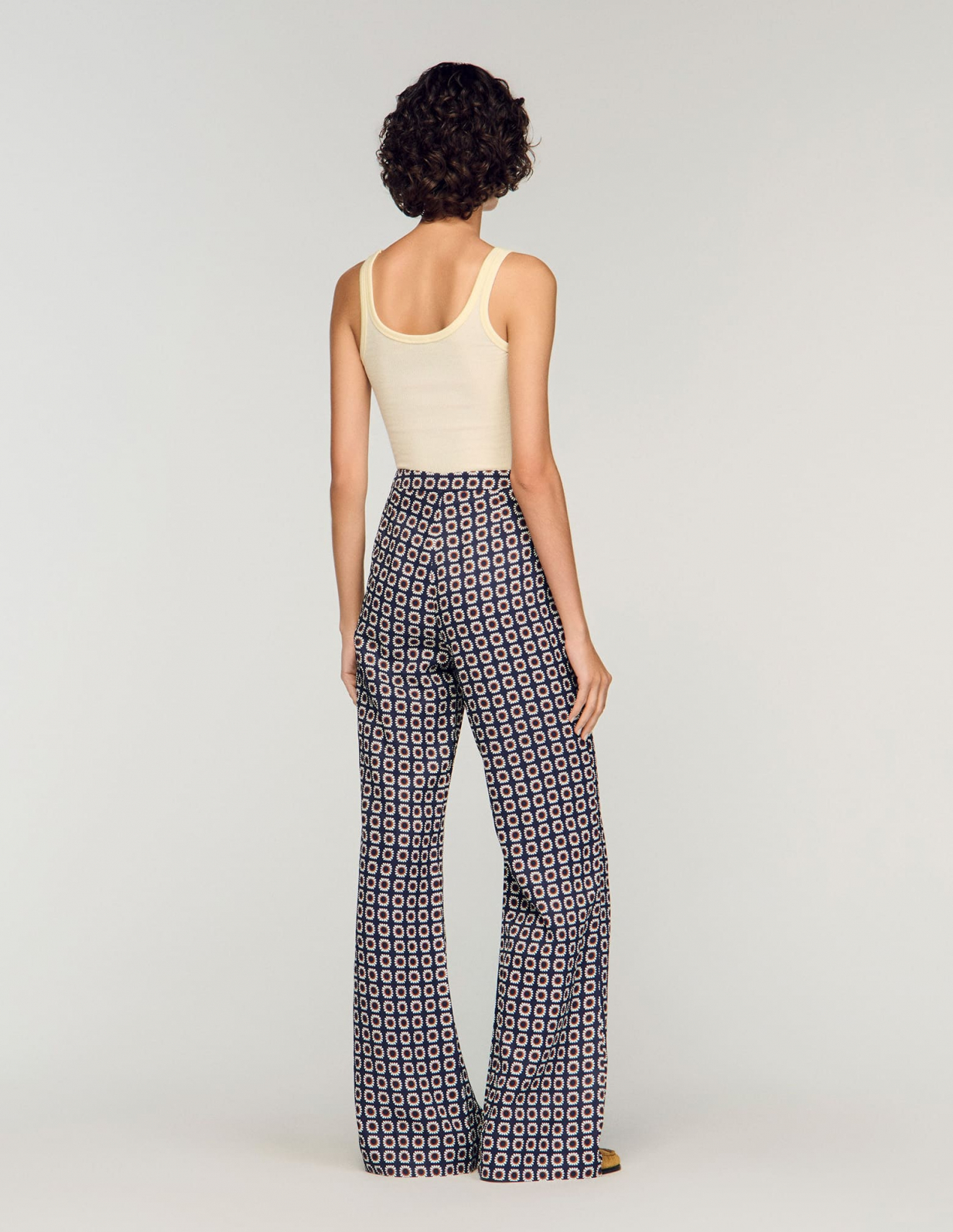 Женские свободные брюки с цветочным принтом_5