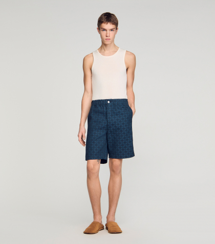 Чоловічі сині шорти з геометричним візерунком