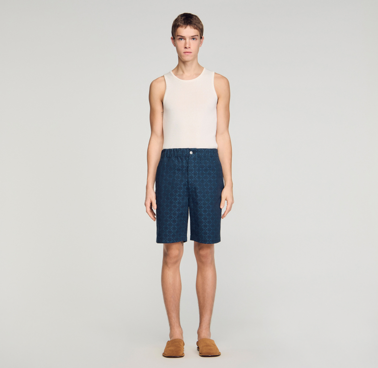 Мужские синие шорты с геометричным узором