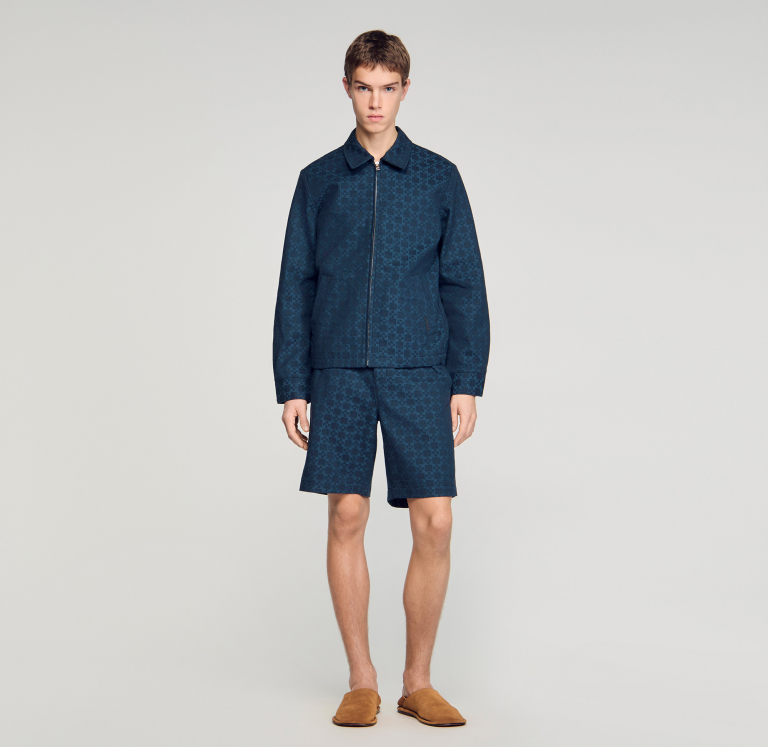 Мужские синие шорты с геометричным узором