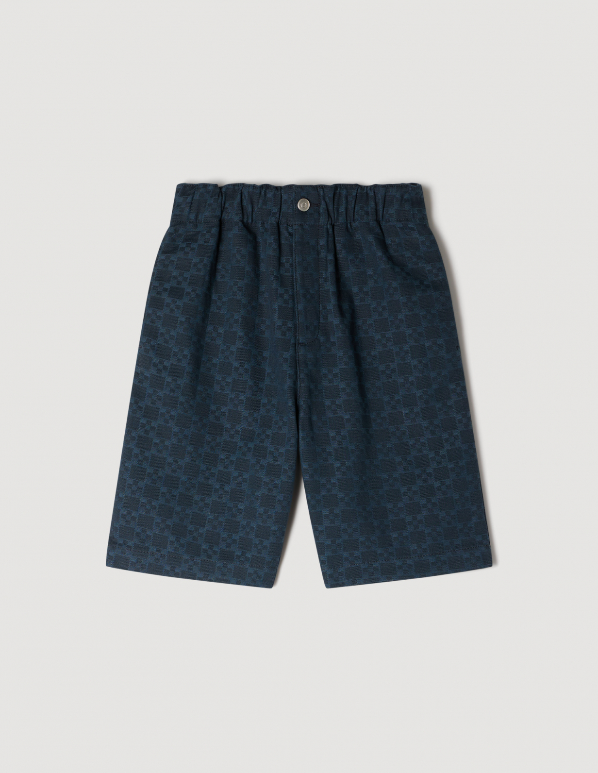 Мужские синие шорты с геометричным узором_7