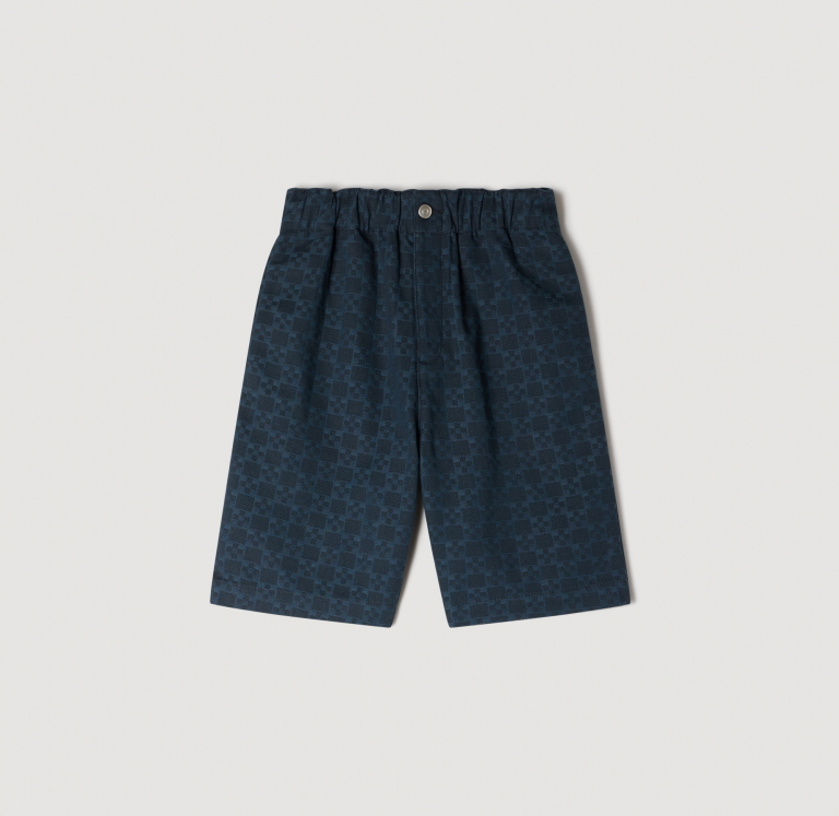 Мужские синие шорты с геометричным узором