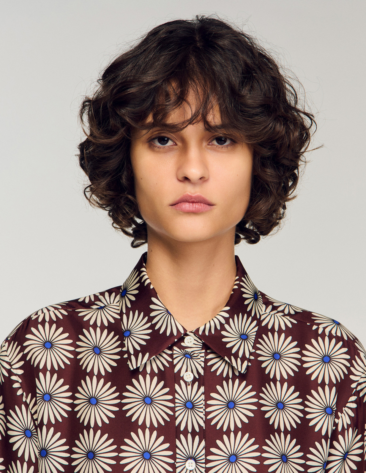 Женская шелковая рубашка с цветочным принтом_3