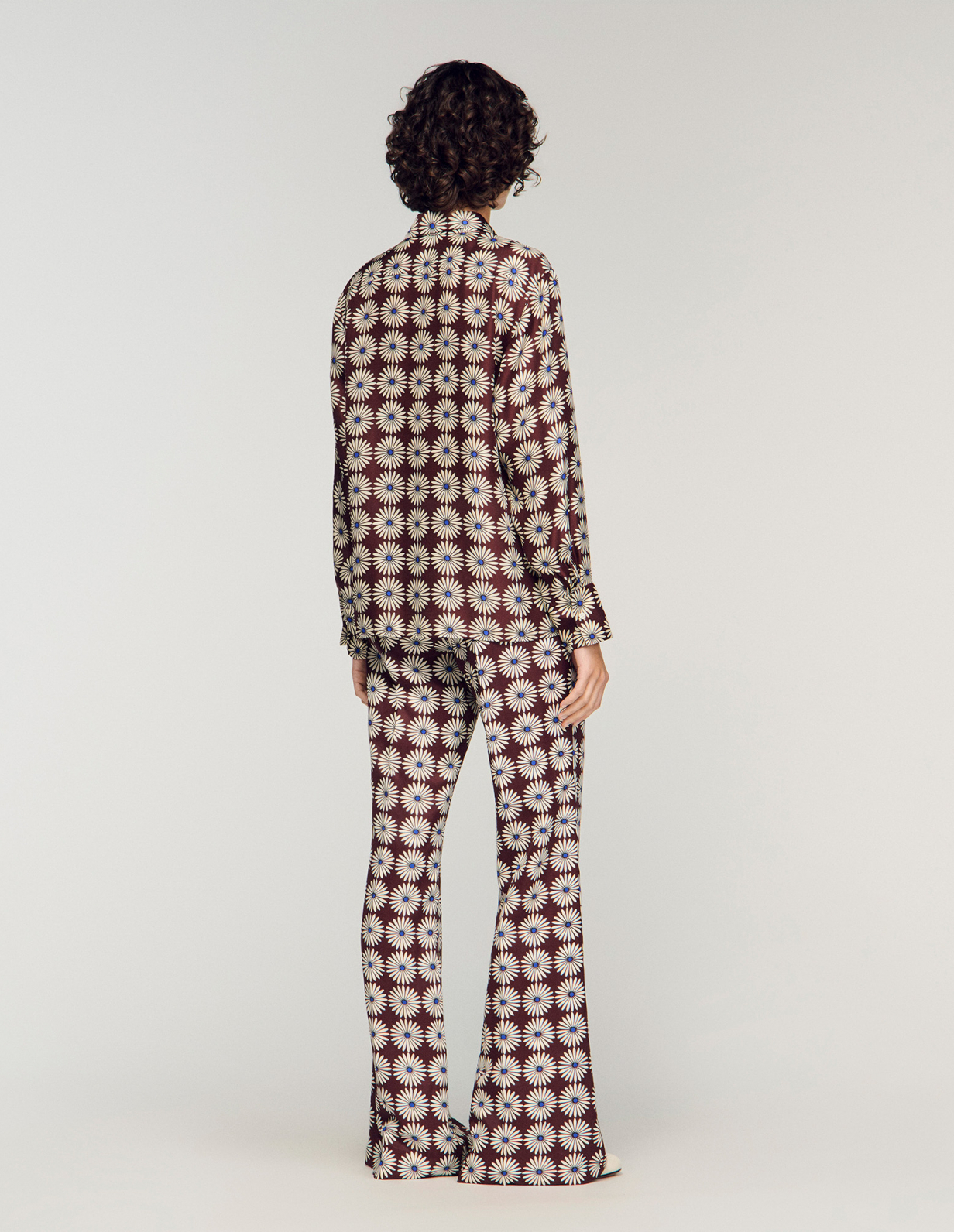 Женская шелковая рубашка с цветочным принтом_5