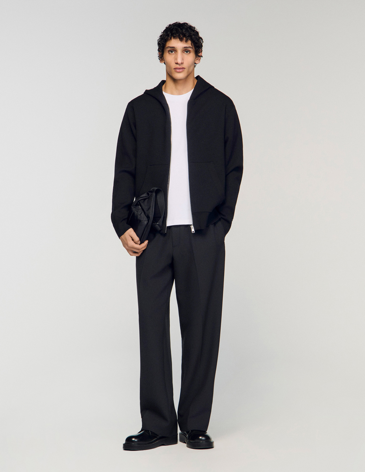 Мужское черное худи на молнии_1