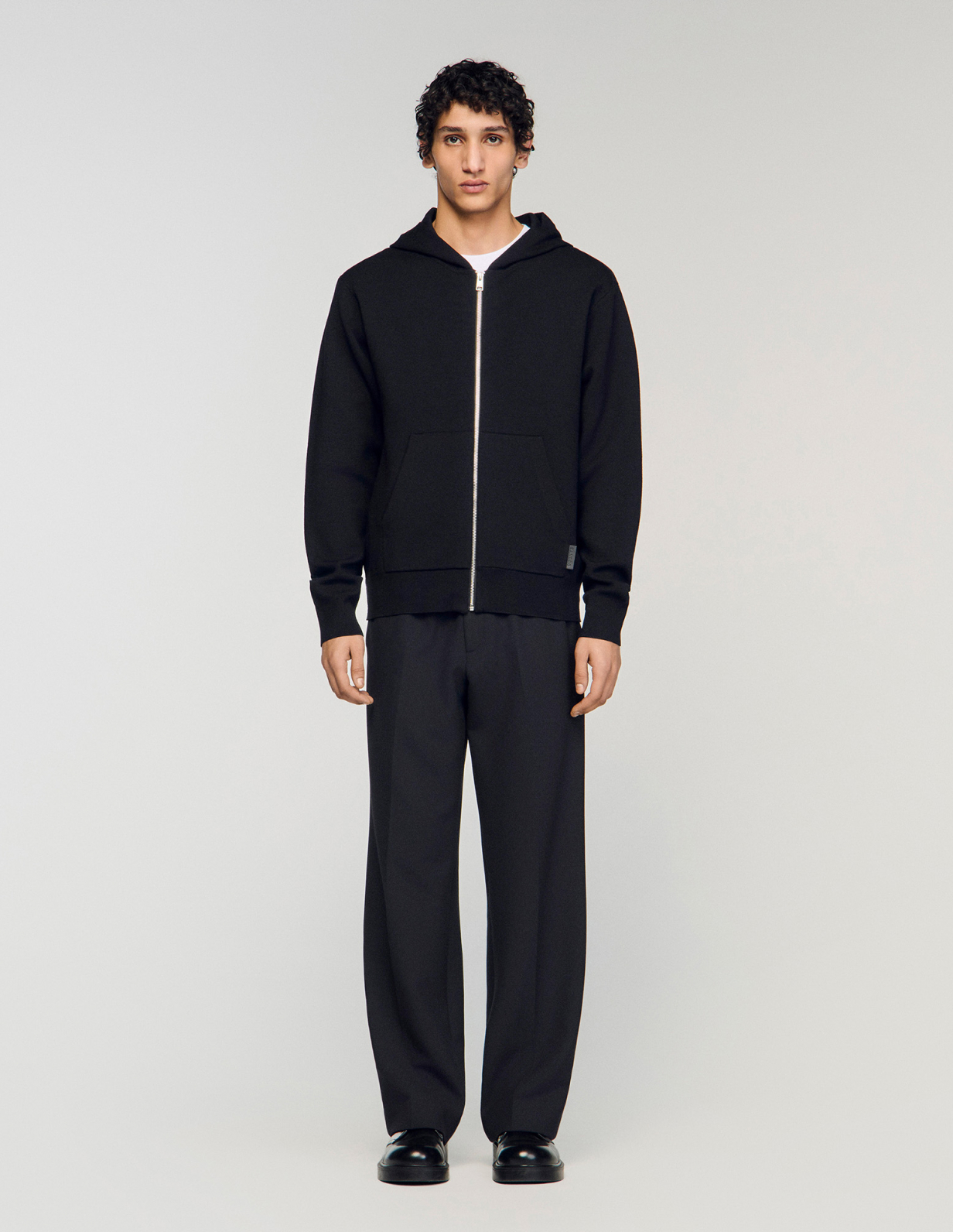 Мужское черное худи на молнии_3