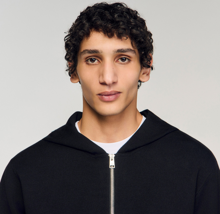 Мужское черное худи на молнии