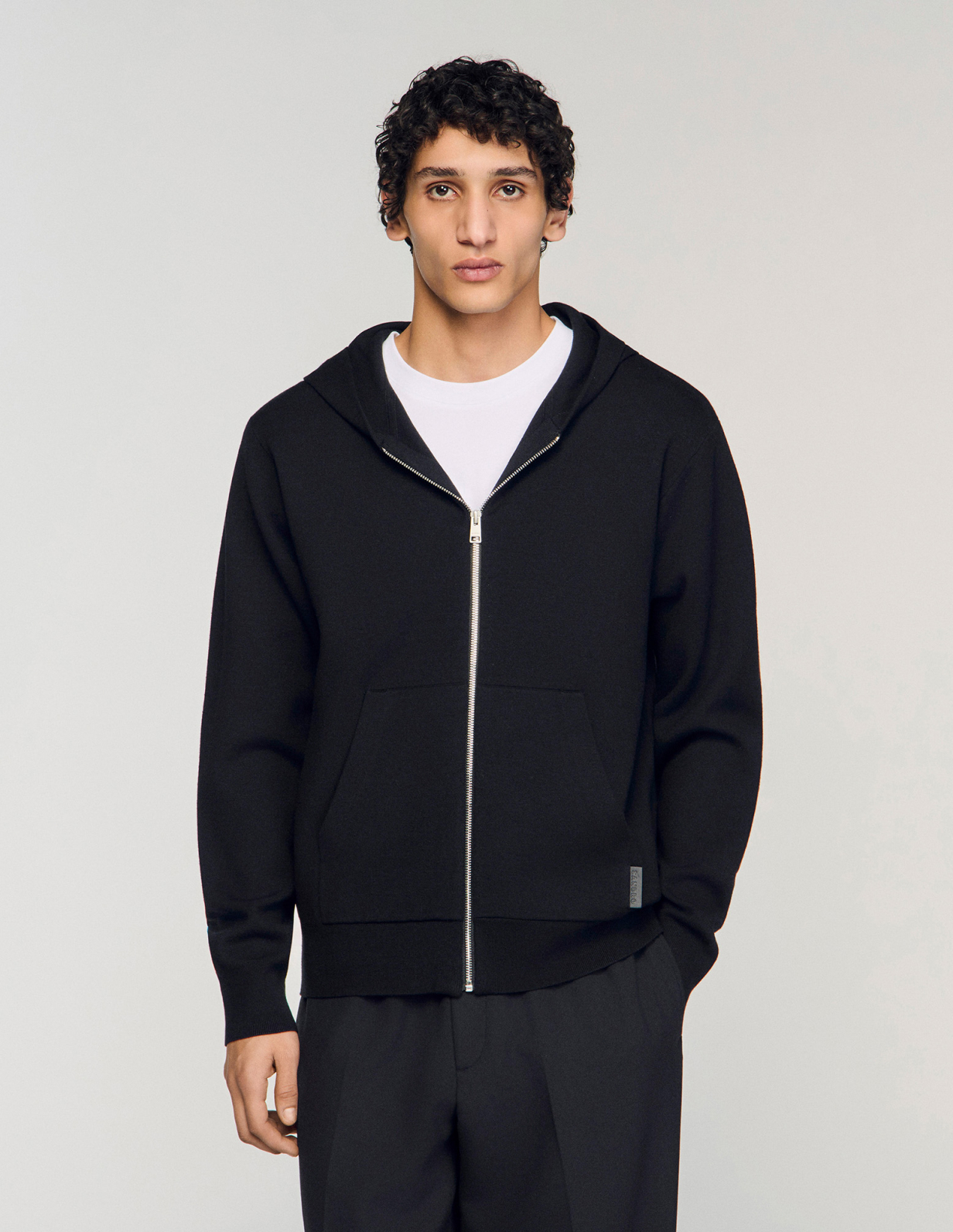 Мужское черное худи на молнии_5