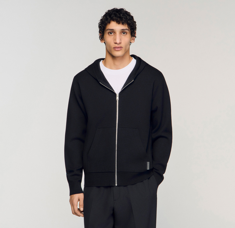 Мужское черное худи на молнии