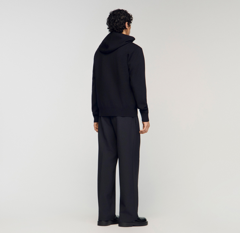 Мужское черное худи на молнии