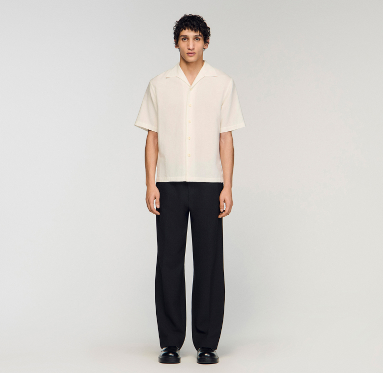 Мужская белая рубашка из хлопка и льна