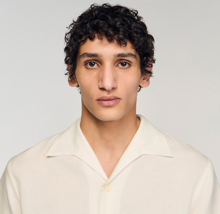 Мужская белая рубашка из хлопка и льна