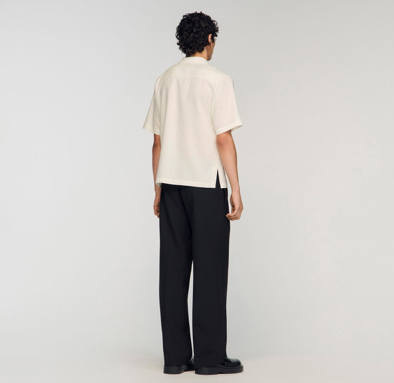 Мужская белая рубашка из хлопка и льна