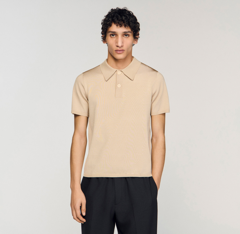 Мужское бежевое вязаное поло