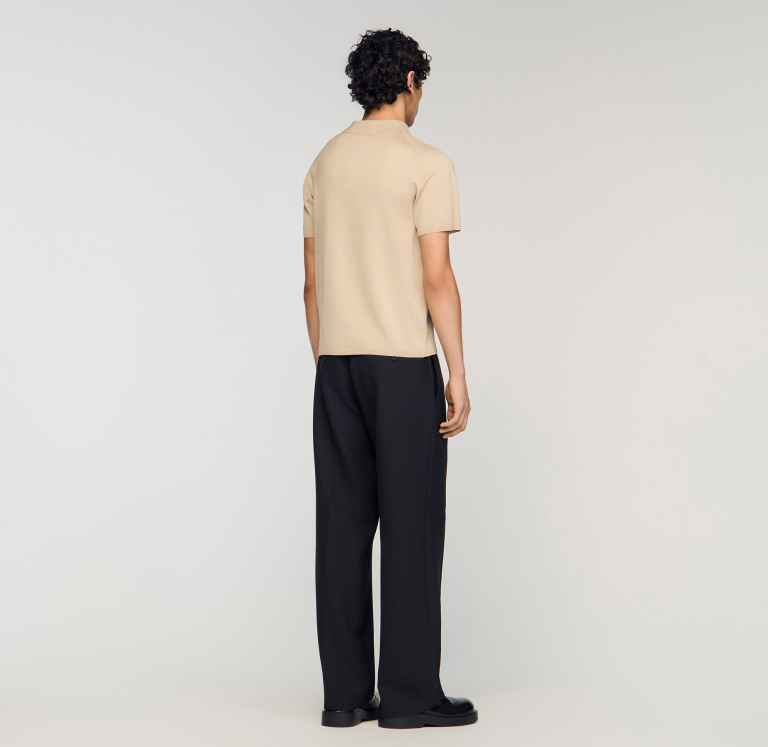 Мужское бежевое вязаное поло