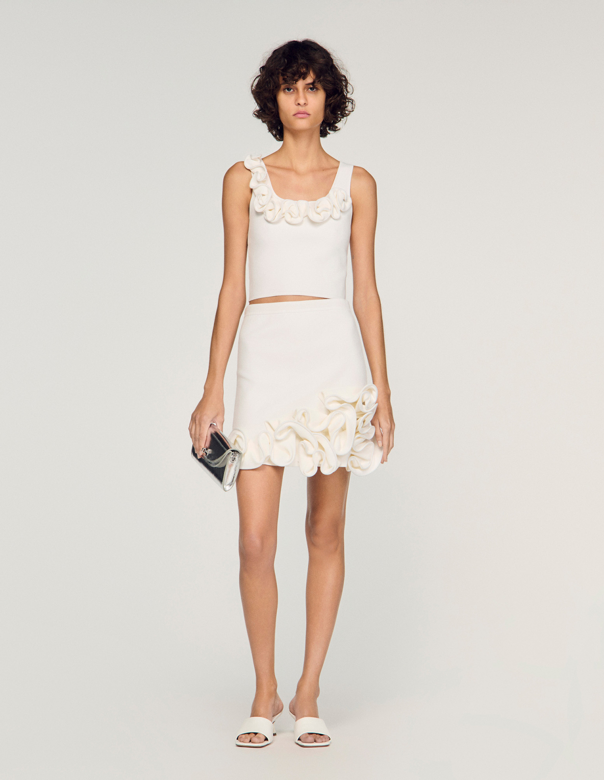 Жіночий в'язаний топ з квітковим принтом_1