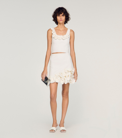 Жіночий в'язаний топ з квітковим принтом