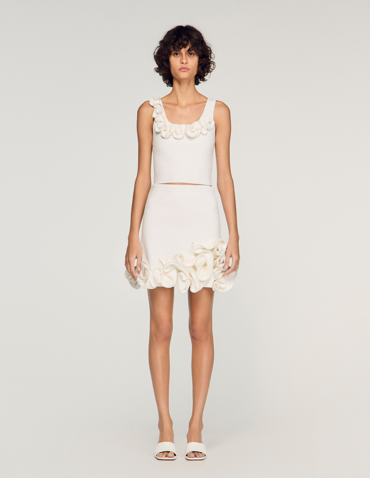 Жіночий в'язаний топ з квітковим принтом_2