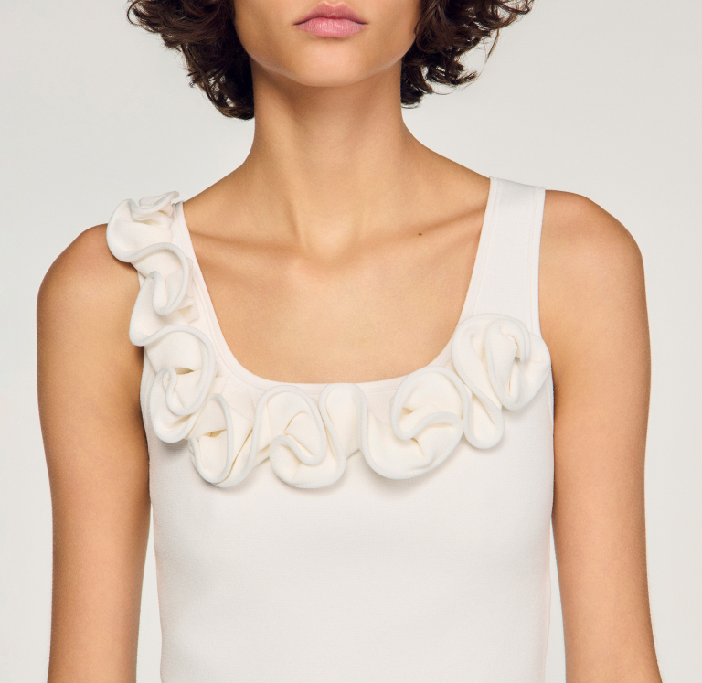 Жіночий в'язаний топ з квітковим принтом