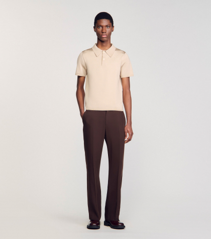 Мужское бежевое вязаное поло