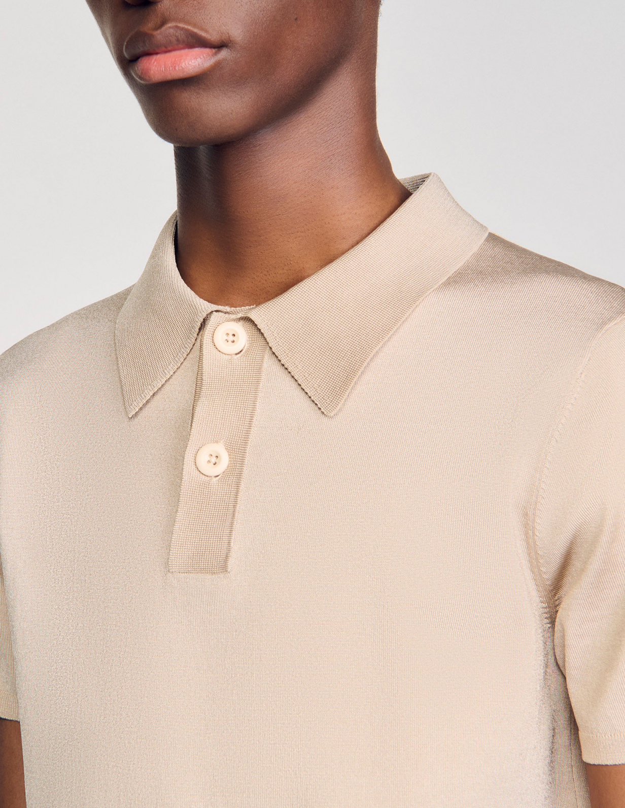 Мужское бежевое вязаное поло_3