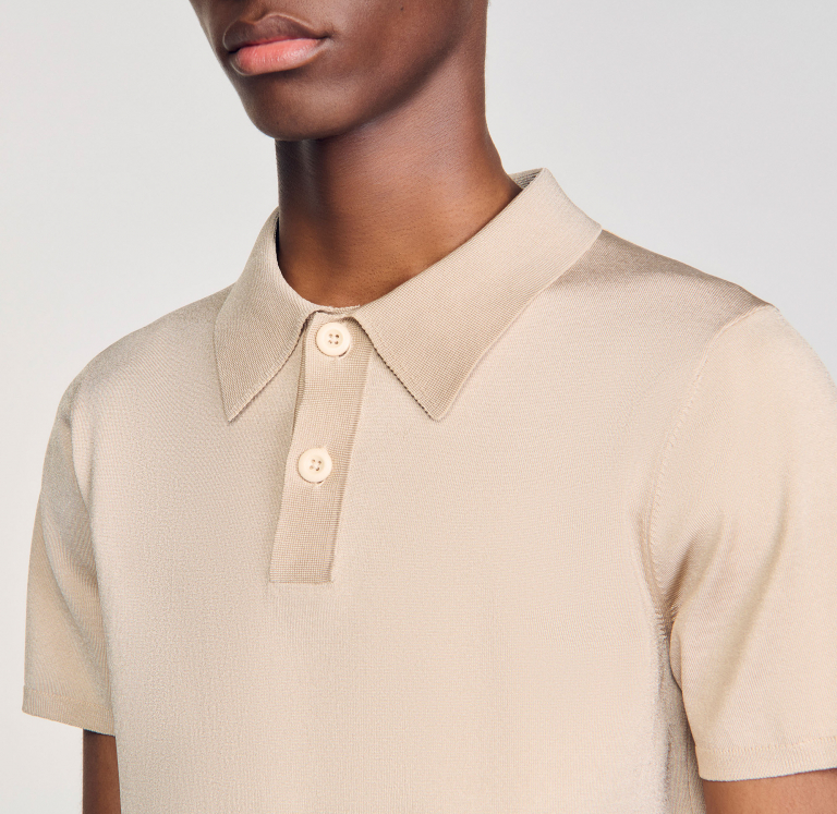 Мужское бежевое вязаное поло