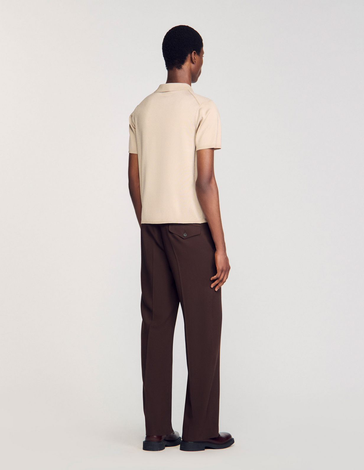 Мужское бежевое вязаное поло_5