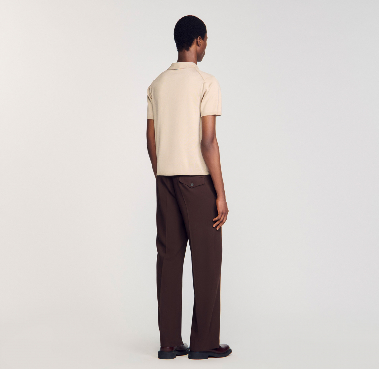 Мужское бежевое вязаное поло