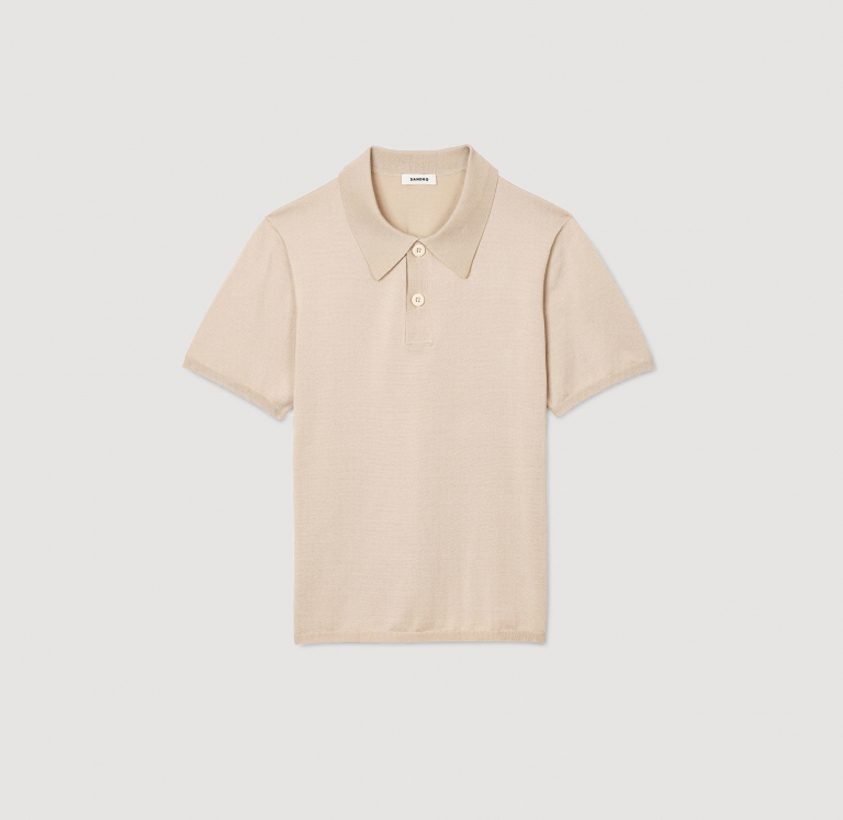 Мужское бежевое вязаное поло