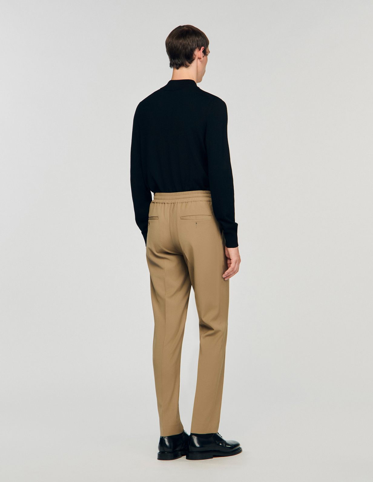 Мужские бежевые прямые брюки на кулиске_5
