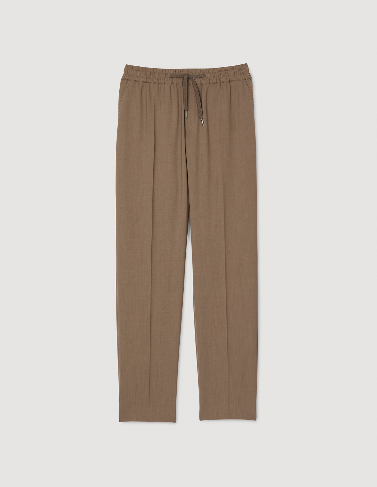 Мужские бежевые прямые брюки на кулиске_6