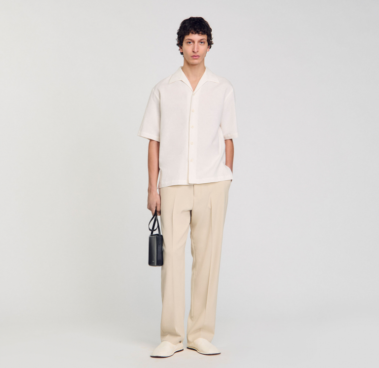 Чоловіча біла сорочка з бавовни та льону