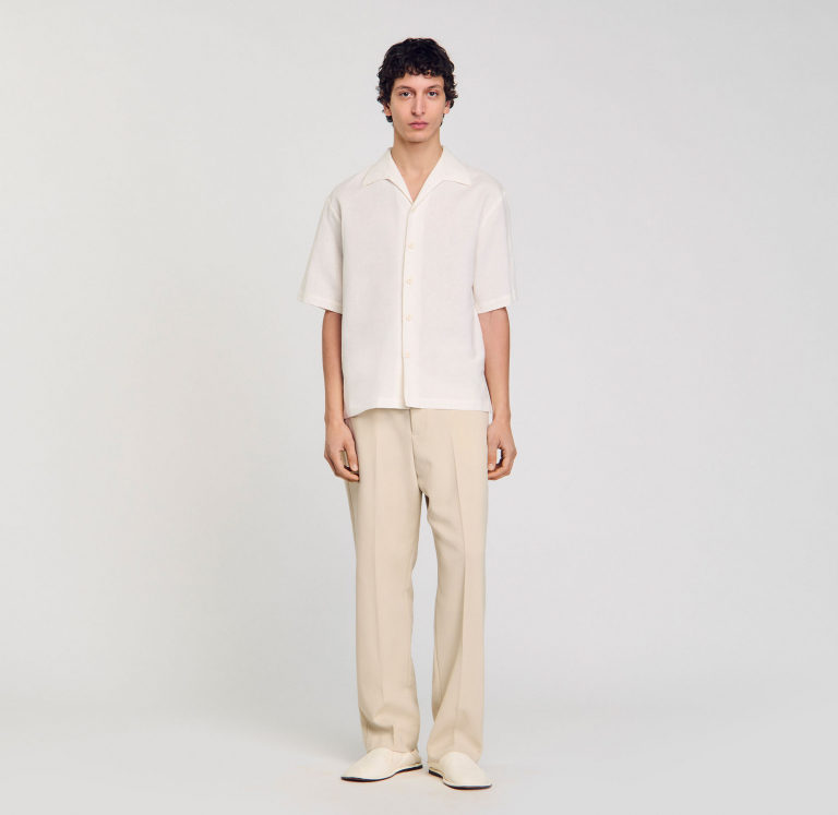 Чоловіча біла сорочка з бавовни та льону