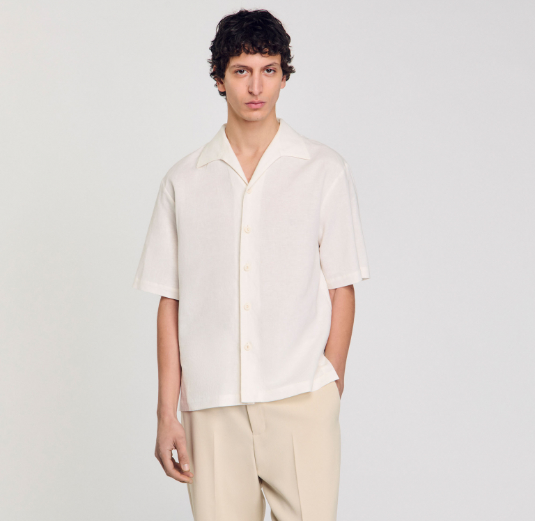 Чоловіча біла сорочка з бавовни та льону