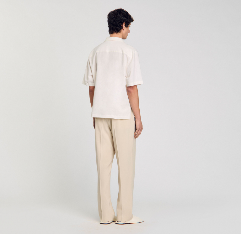 Чоловіча біла сорочка з бавовни та льону