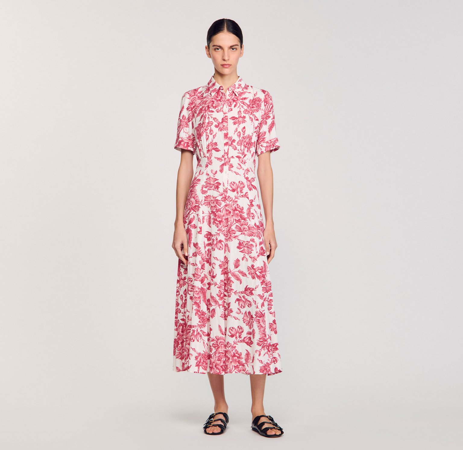 Женское длинное платье с цветочным принтом_1