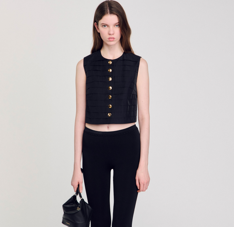 Женский укороченный топ в складку