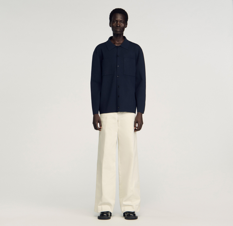 Чоловічий синій кардиган-сорочка