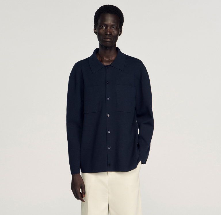 Чоловічий синій кардиган-сорочка