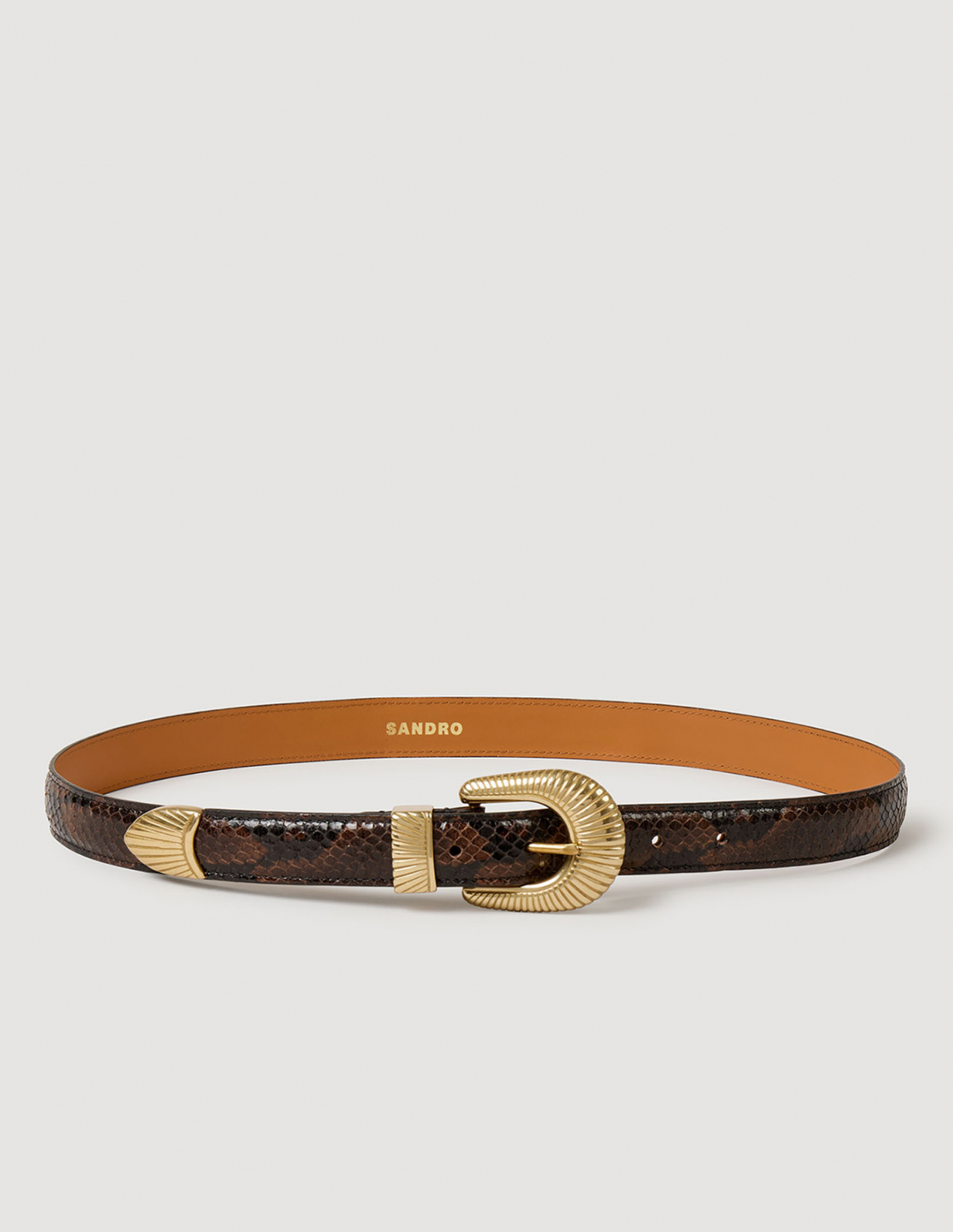 Жіночий шкіряний ремінь з ефектом пітона_1