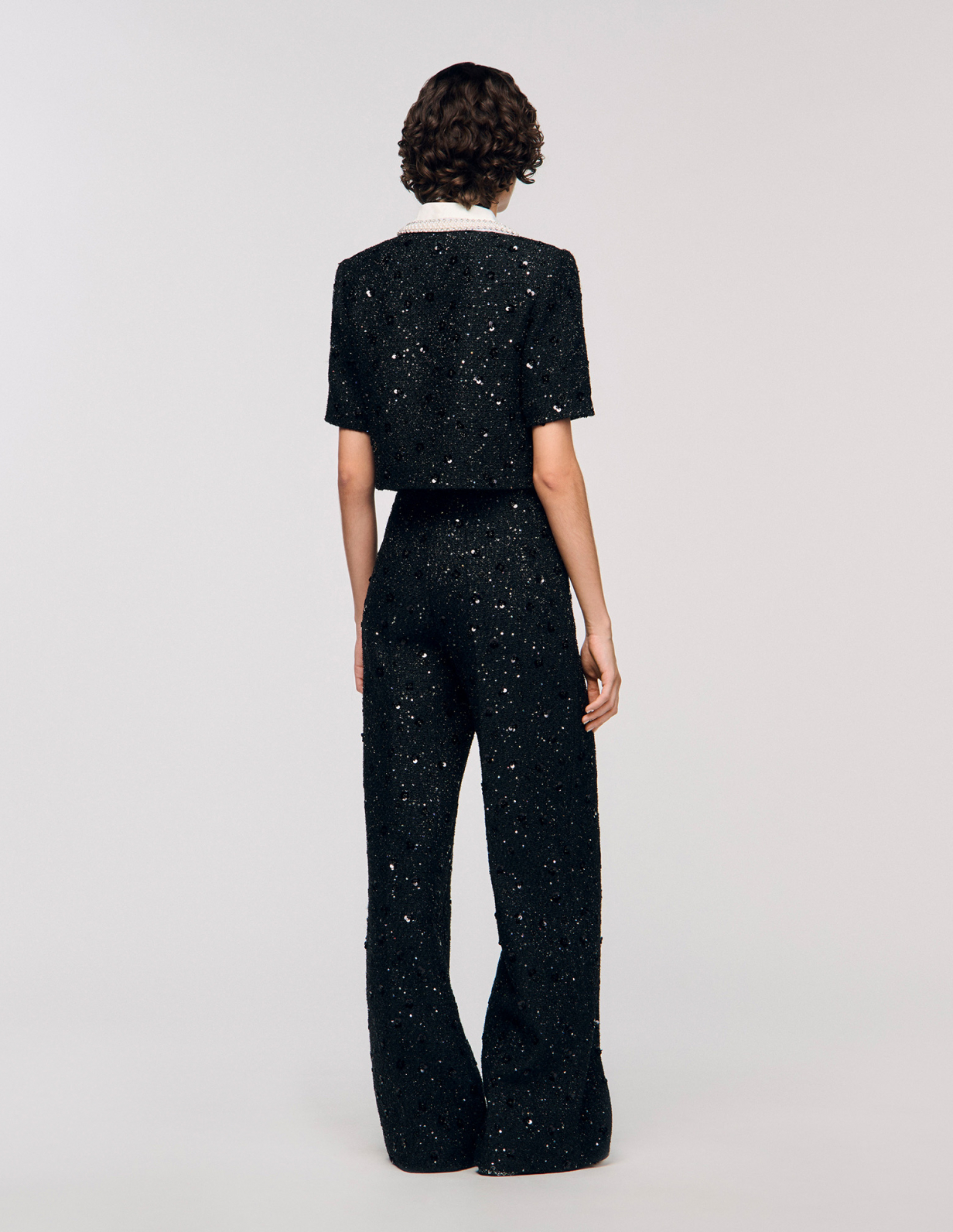 Женские твидовые брюки с пайетками_5