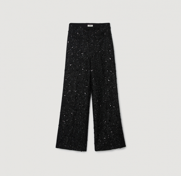 Женские твидовые брюки с пайетками