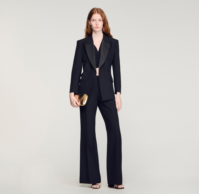 Жіночі брюки з атласними вставками